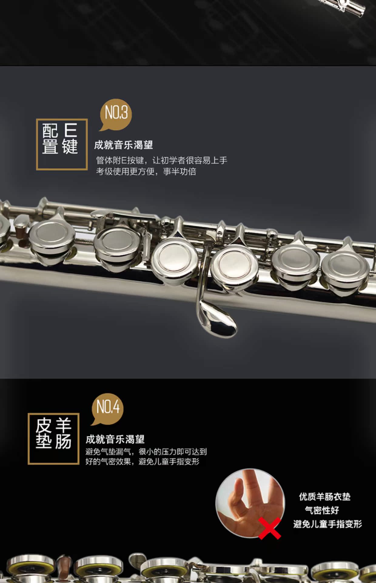 Sáo mới bắt đầu 16 lỗ Mở và đóng lỗ E phím C có thể điều chỉnh được mạ niken - Nhạc cụ phương Tây đàn harmonica